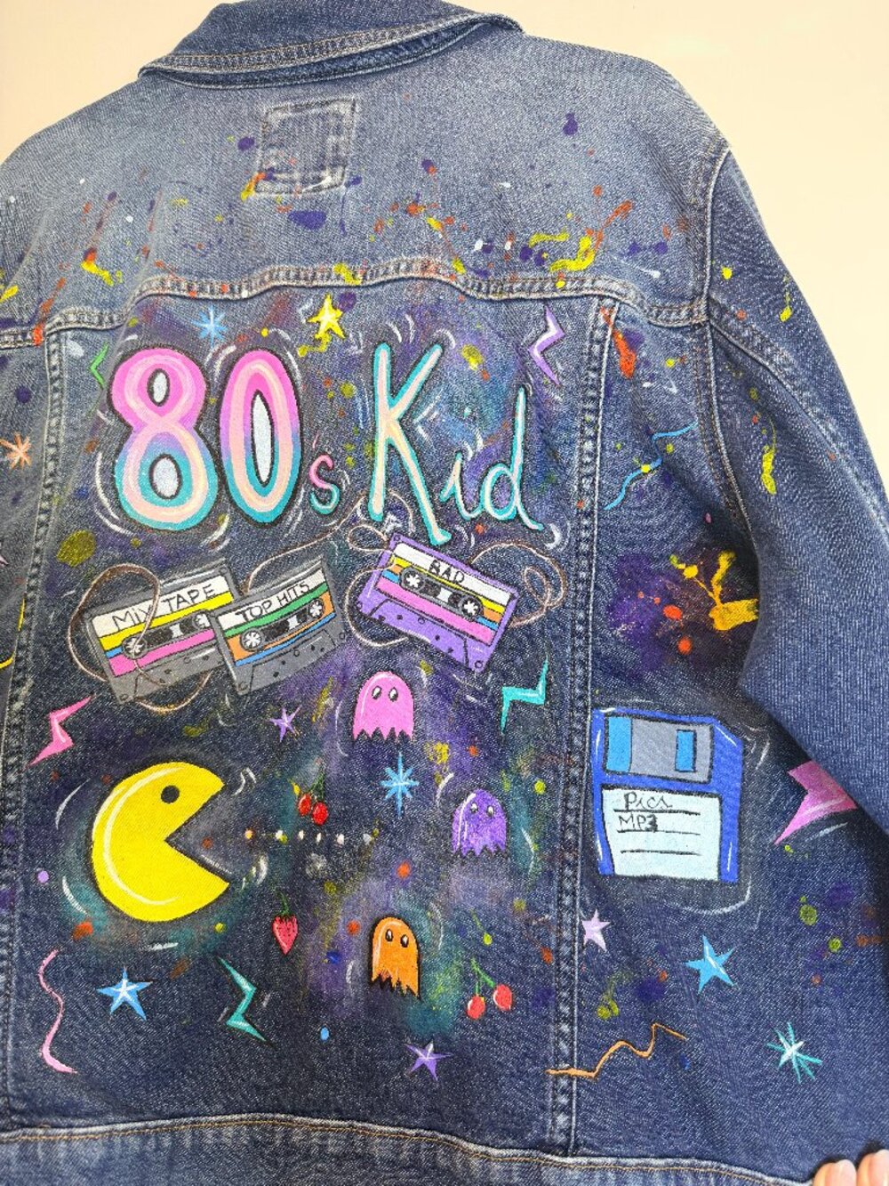 Custom Hand-Painted Sonoma Denim Jacket "80's Kid" Trucker 2X